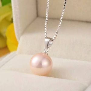10mm Pink Pearl Sterling Silver Necklace